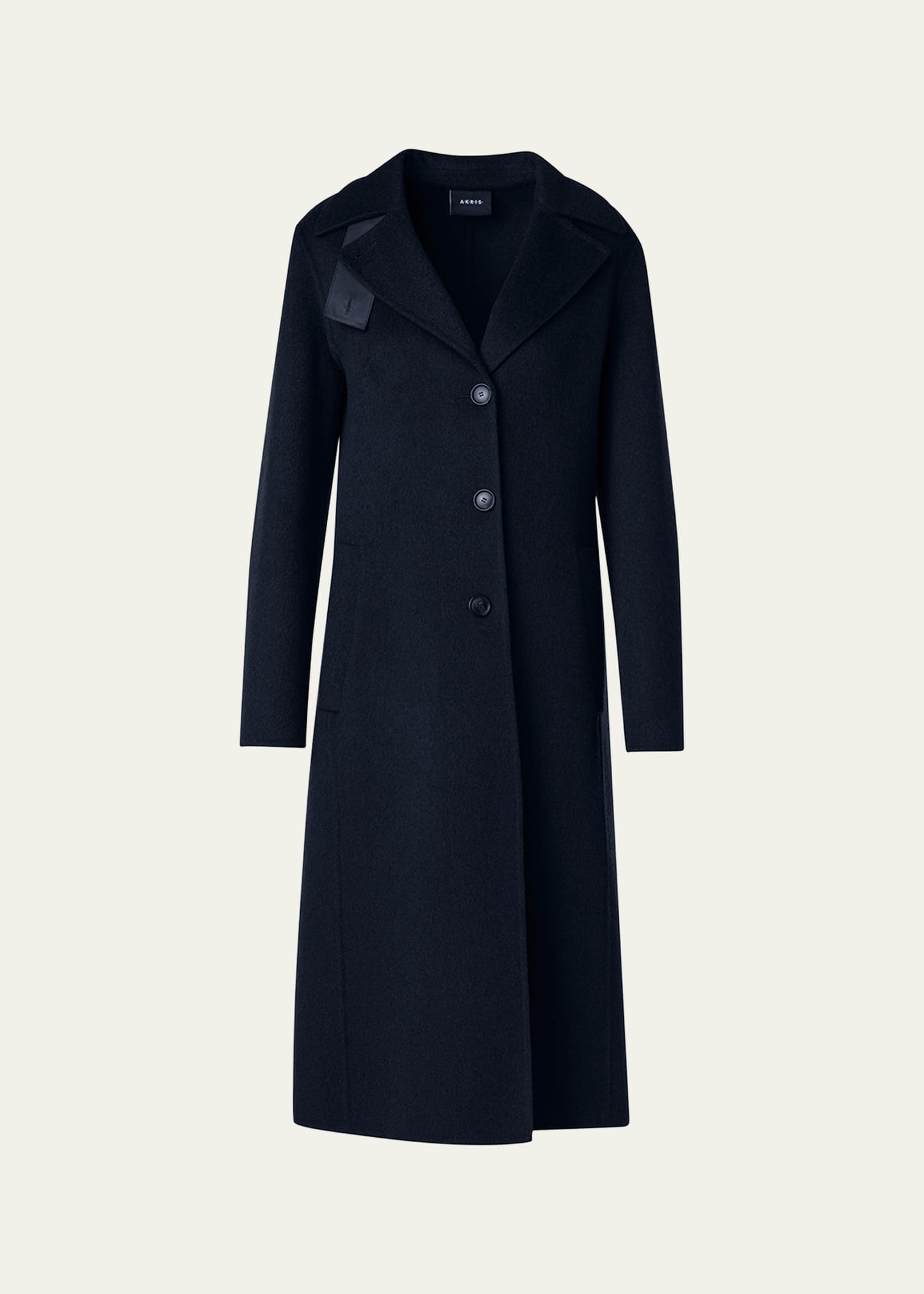 Leather Collar Cashmere Coat - 1