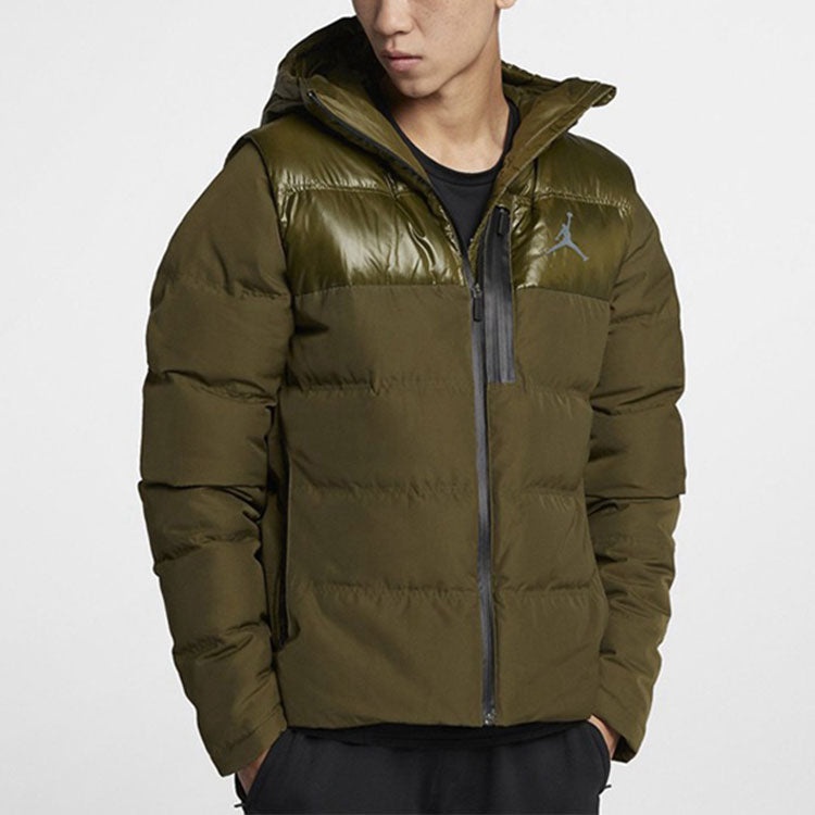 Air Jordan Windproof Stay Warm Casual hooded down Jacket Green 924676-395 - 3