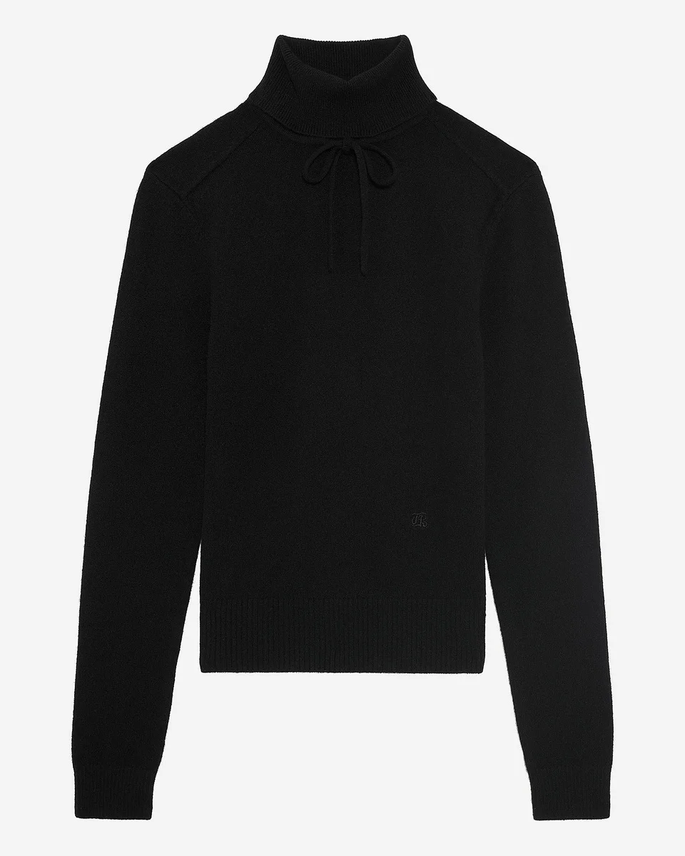 BLACK CASHMERE TURTLENECK SWEATER - 1