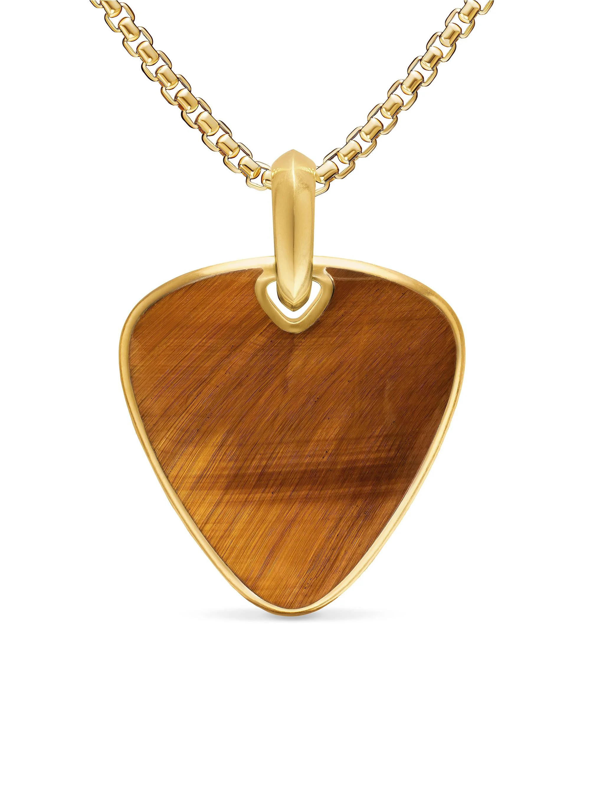 Men's Streamline Pick Amulet in 18K Yellow Gold - Tigers Eye - 1
