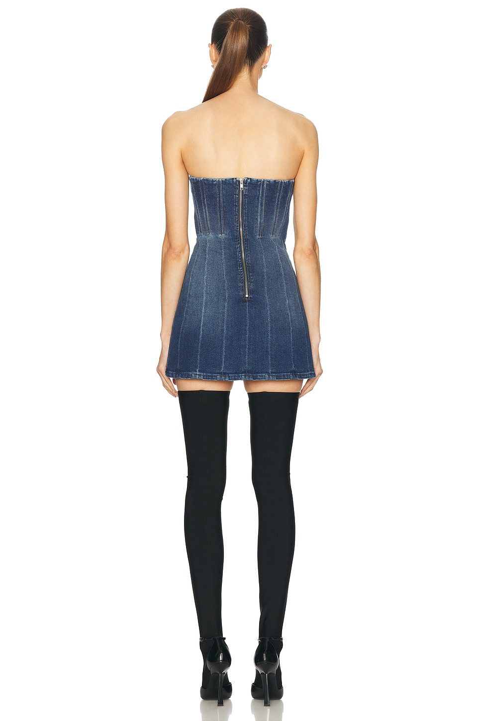 Bustier Denim Mini Dress - 3