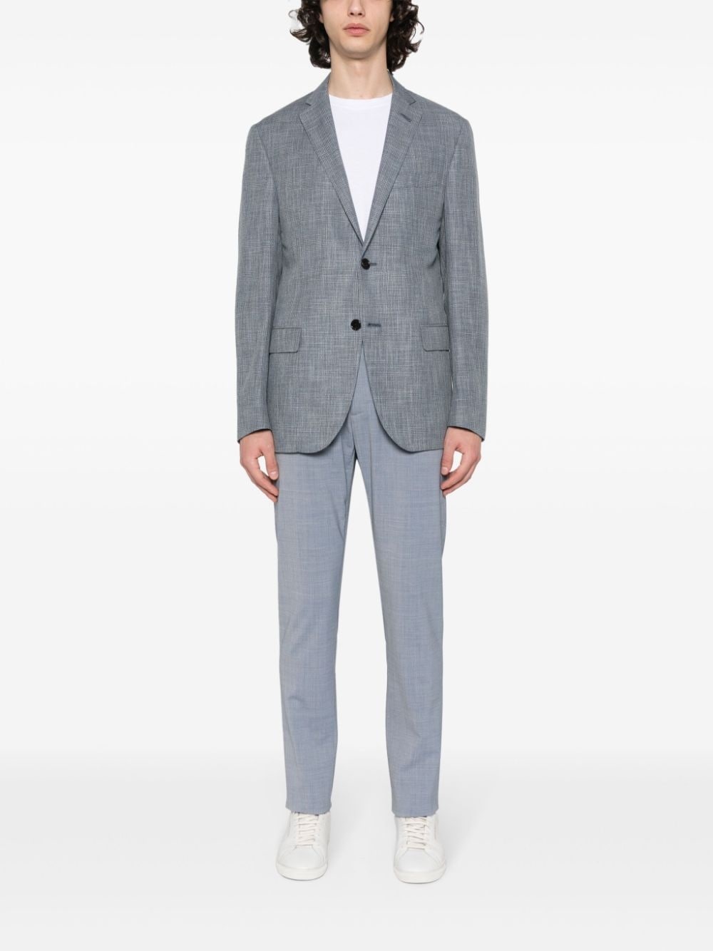 checked single-breasted blazer - 2