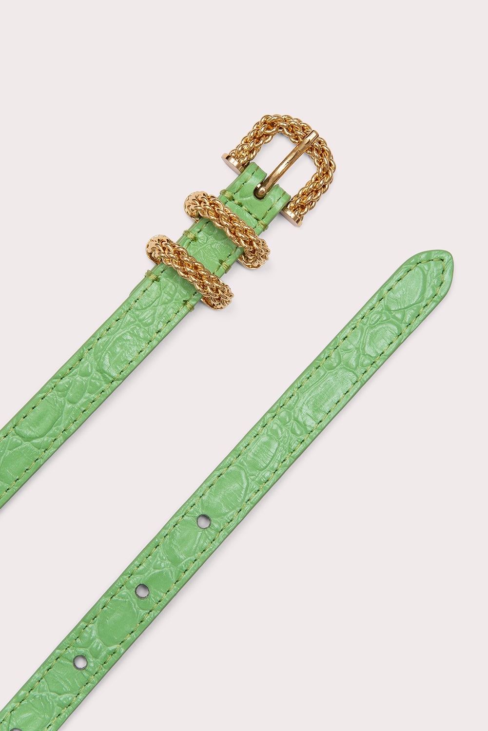 Kat Fresh Green Circular Croco Embossed Leather - 2