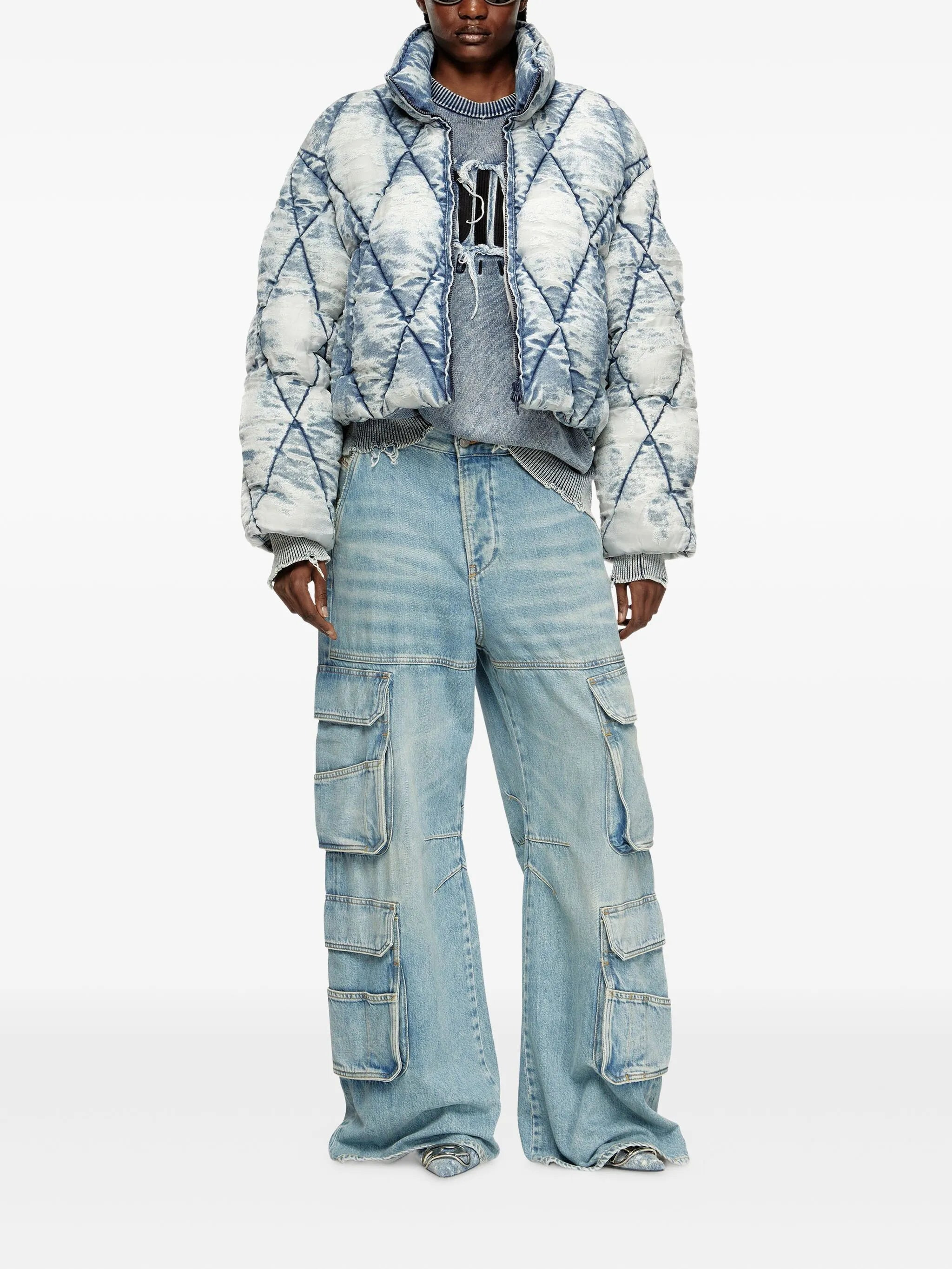 Diesel Quilted Acid-wash Puffer Jacket - 3