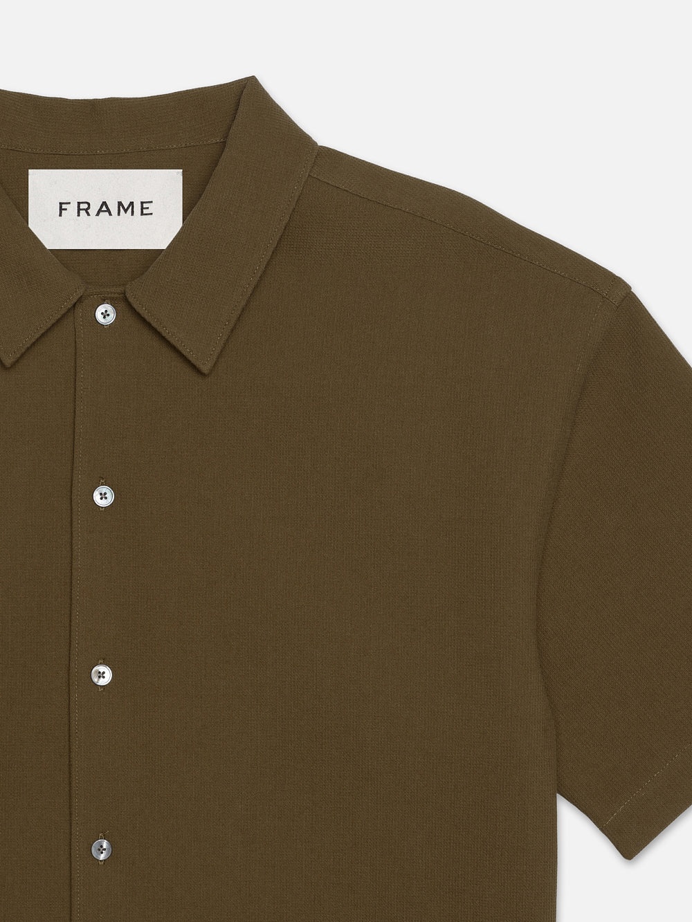 Waffle Textured Short Sleeve Shirt in Dark Beige - 2