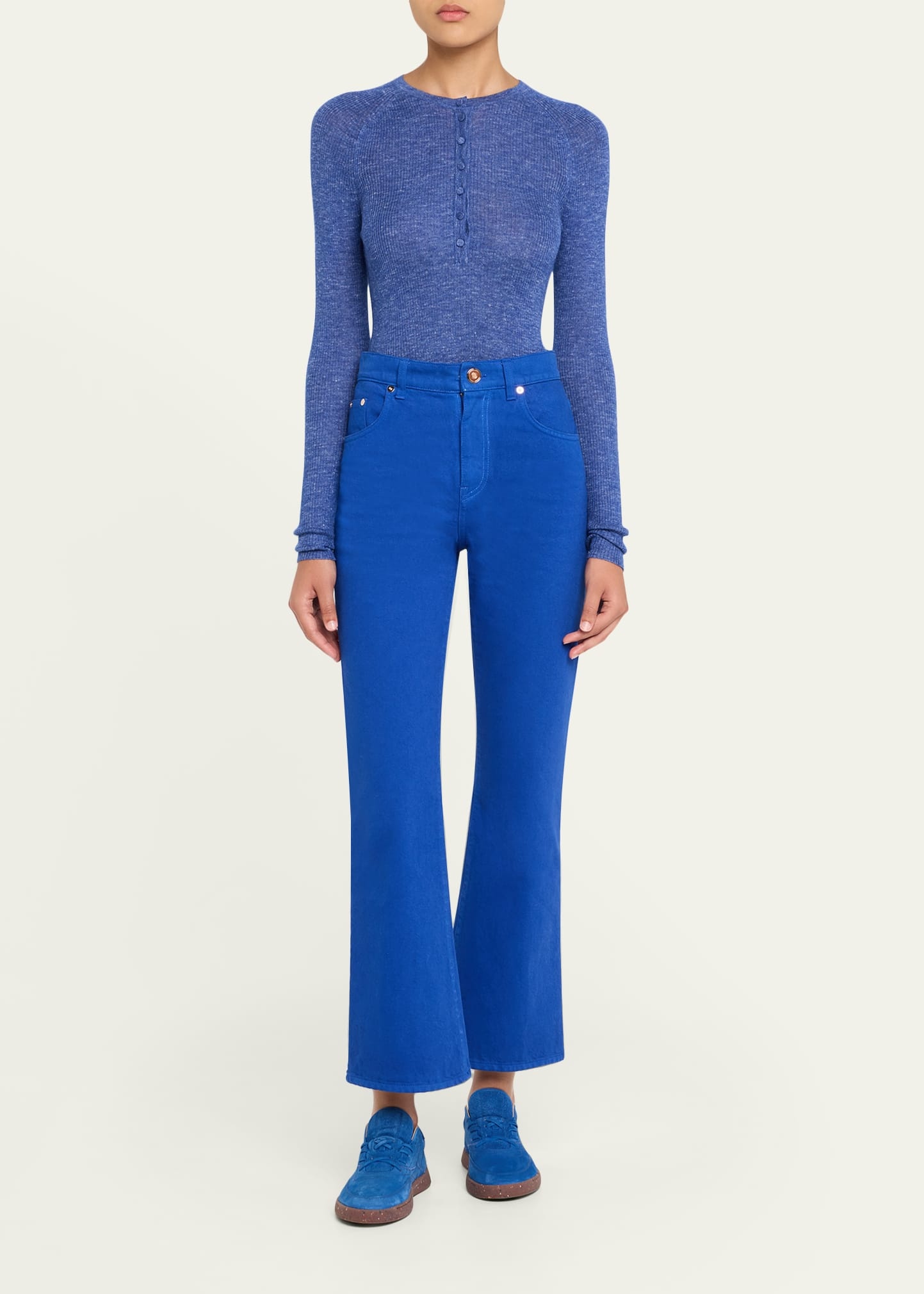 Anges Cashmere Rib Henley Sweater - 2