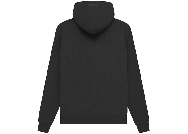 ESSENTIALS Fear of God Essentials Waffle Raglan Hoodie Off Black outlook