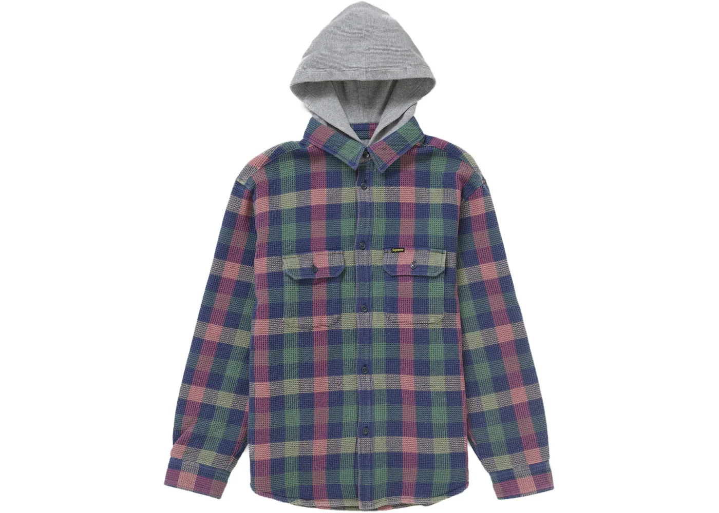 Supreme Waffle Plaid Hooded Shirt Multicolor - 1