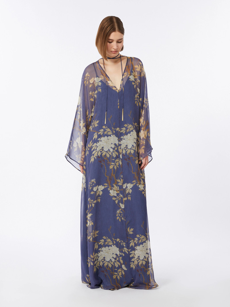 Max Mara ANGUS Printed silk kaftan dress - NAVY outlook