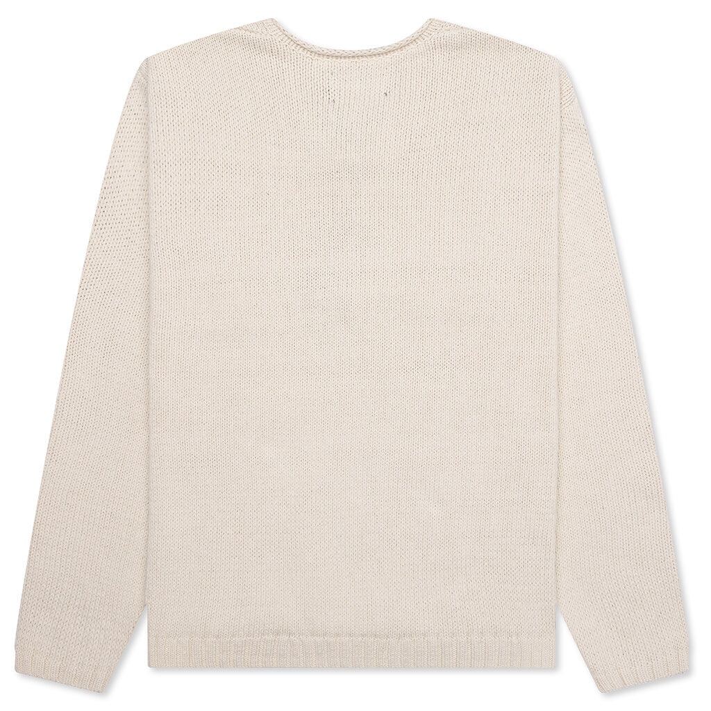 ROLL V-NECK LOGO SWEATER - NATURAL - 2