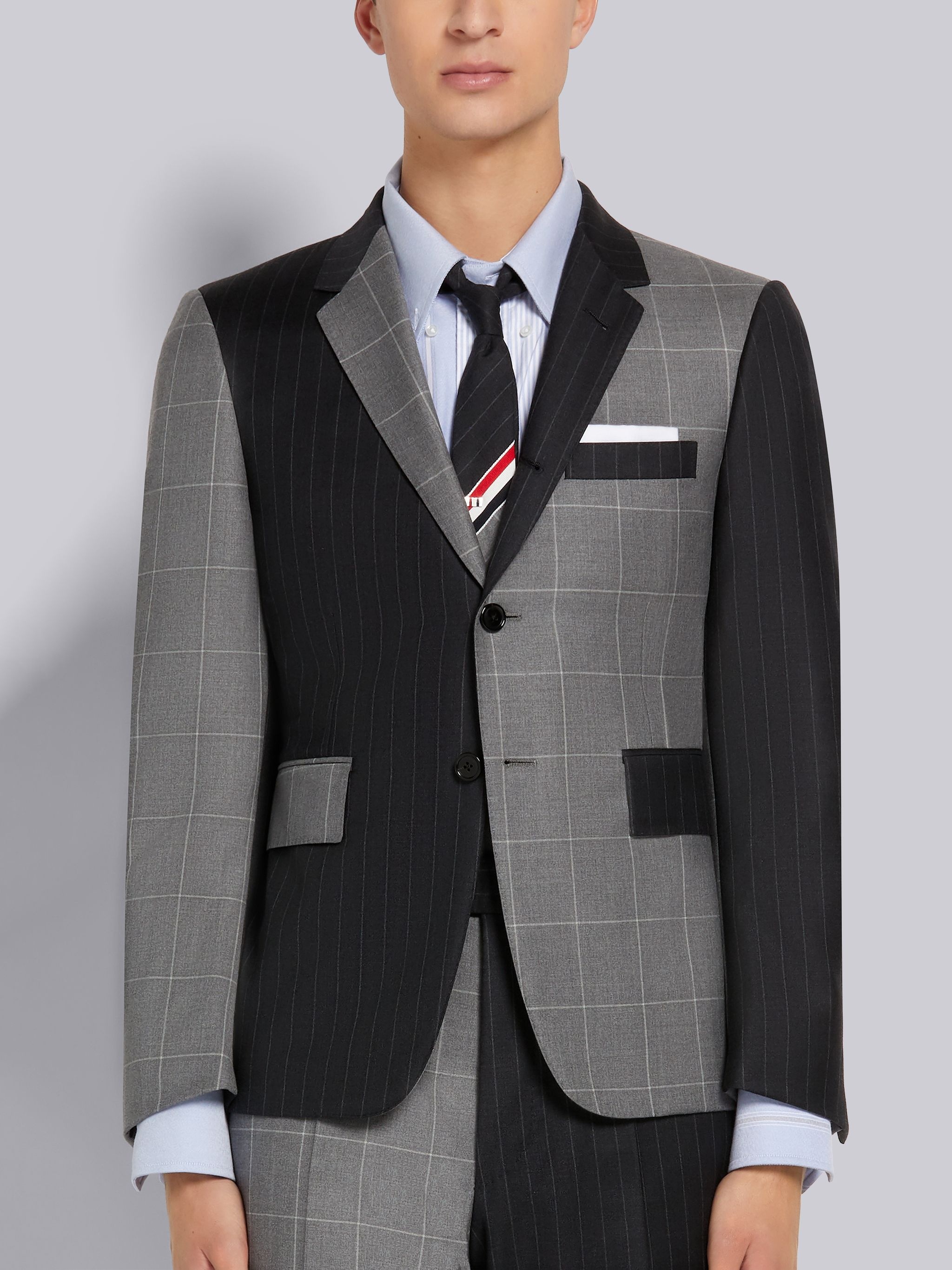 Dark Grey Funmix Pinstripe Wool Suiting Classic Sport Coat - 1