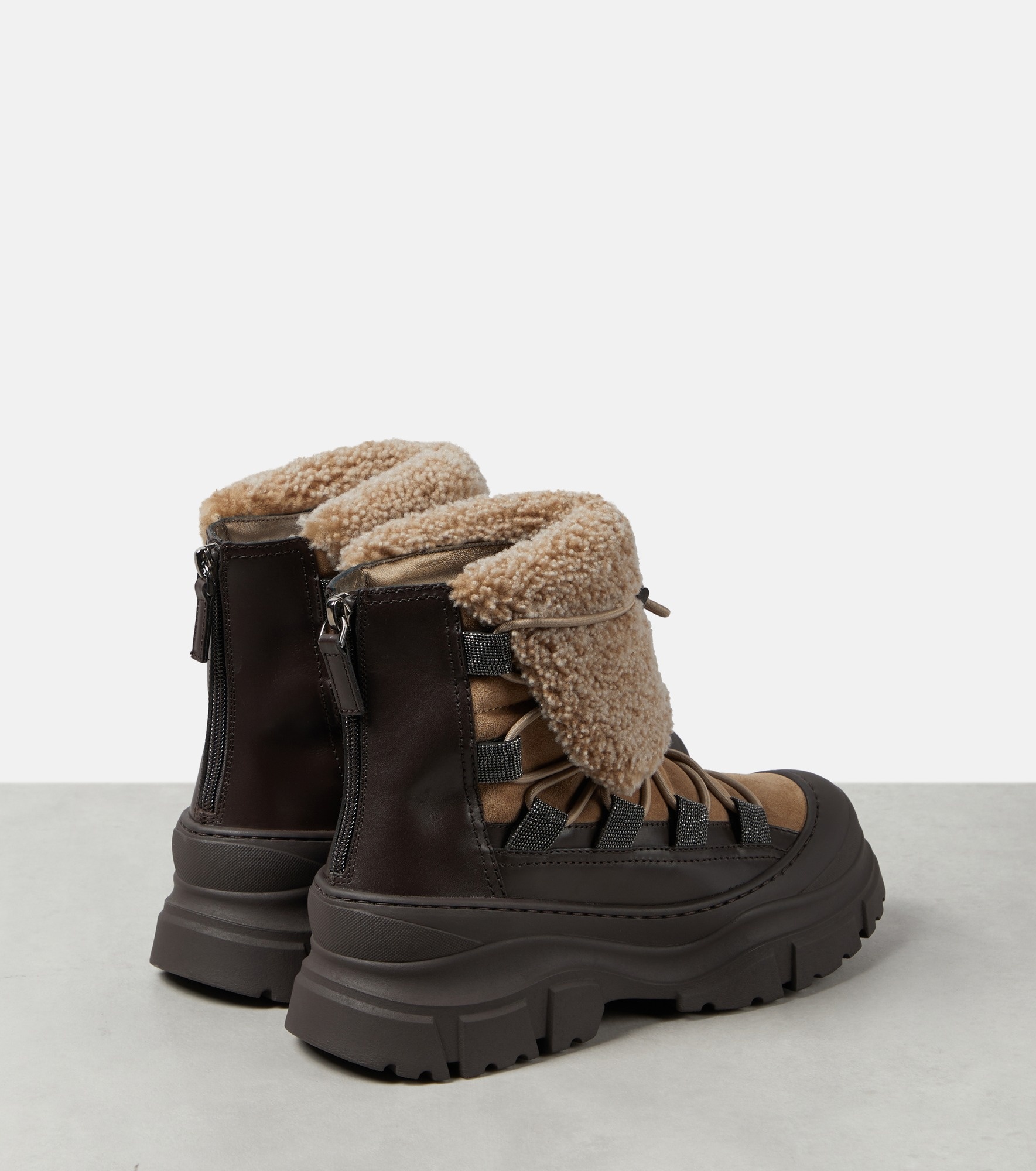 Shearling-lined suede ankle boots - 3