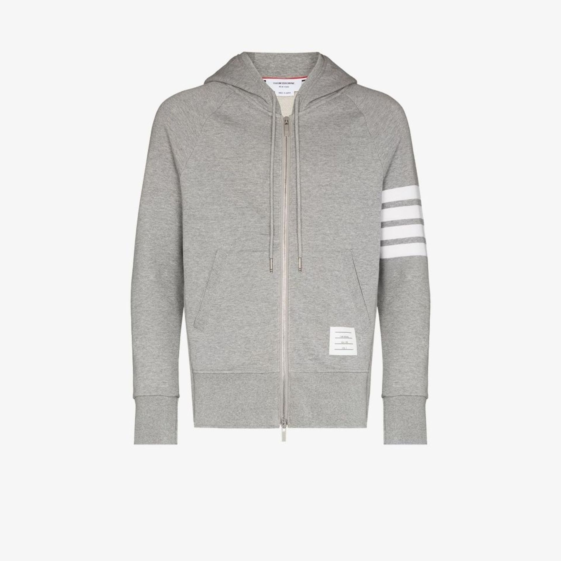 grey Classic 4-Bar Stripe cotton hoodie - 1