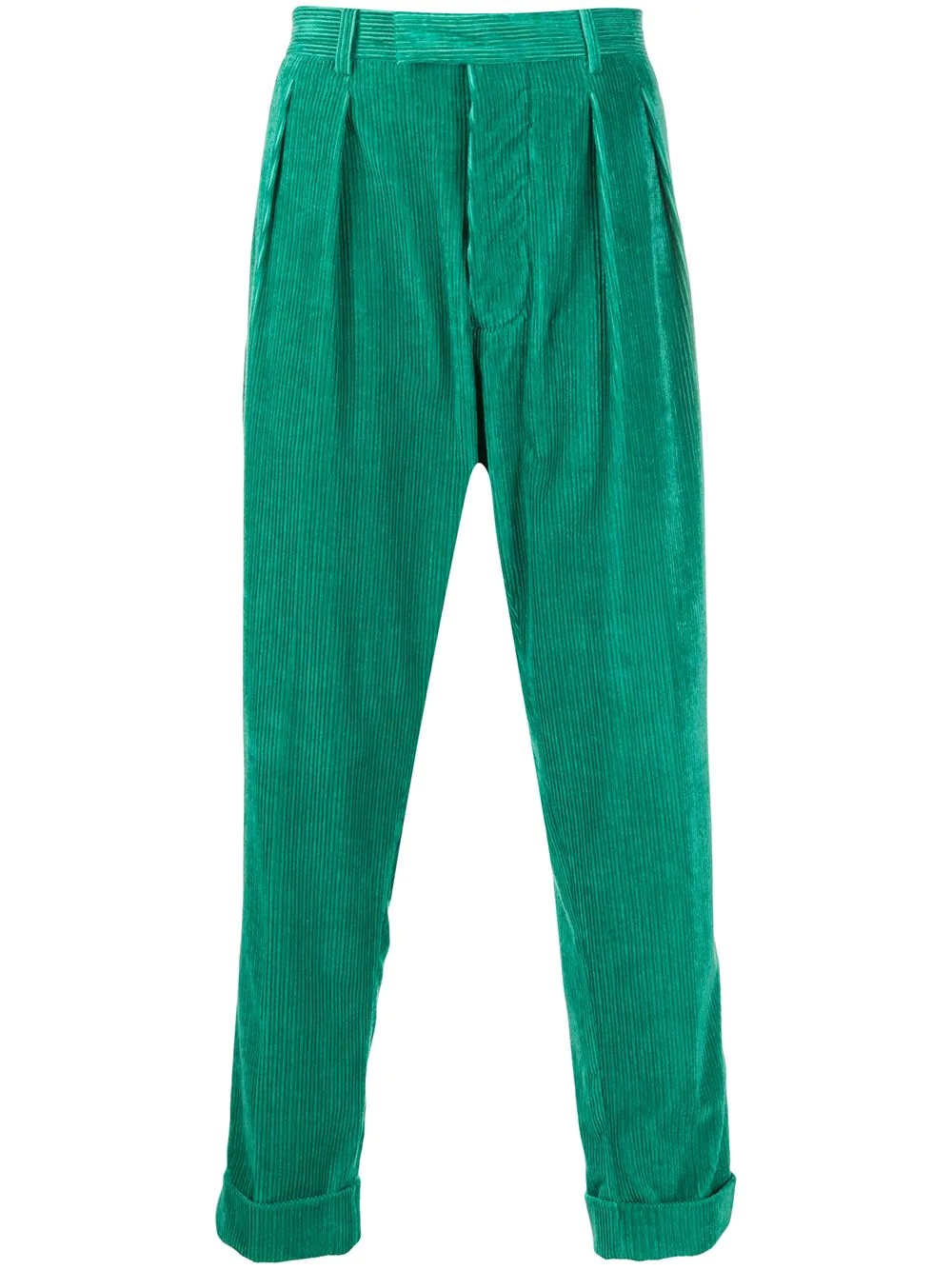 linen-blend corduroy trousers - 1