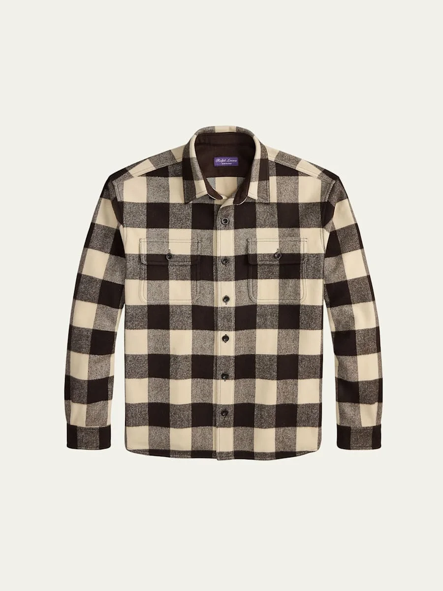 Men's Merino Wool Maxi-Check Overshirt - 1