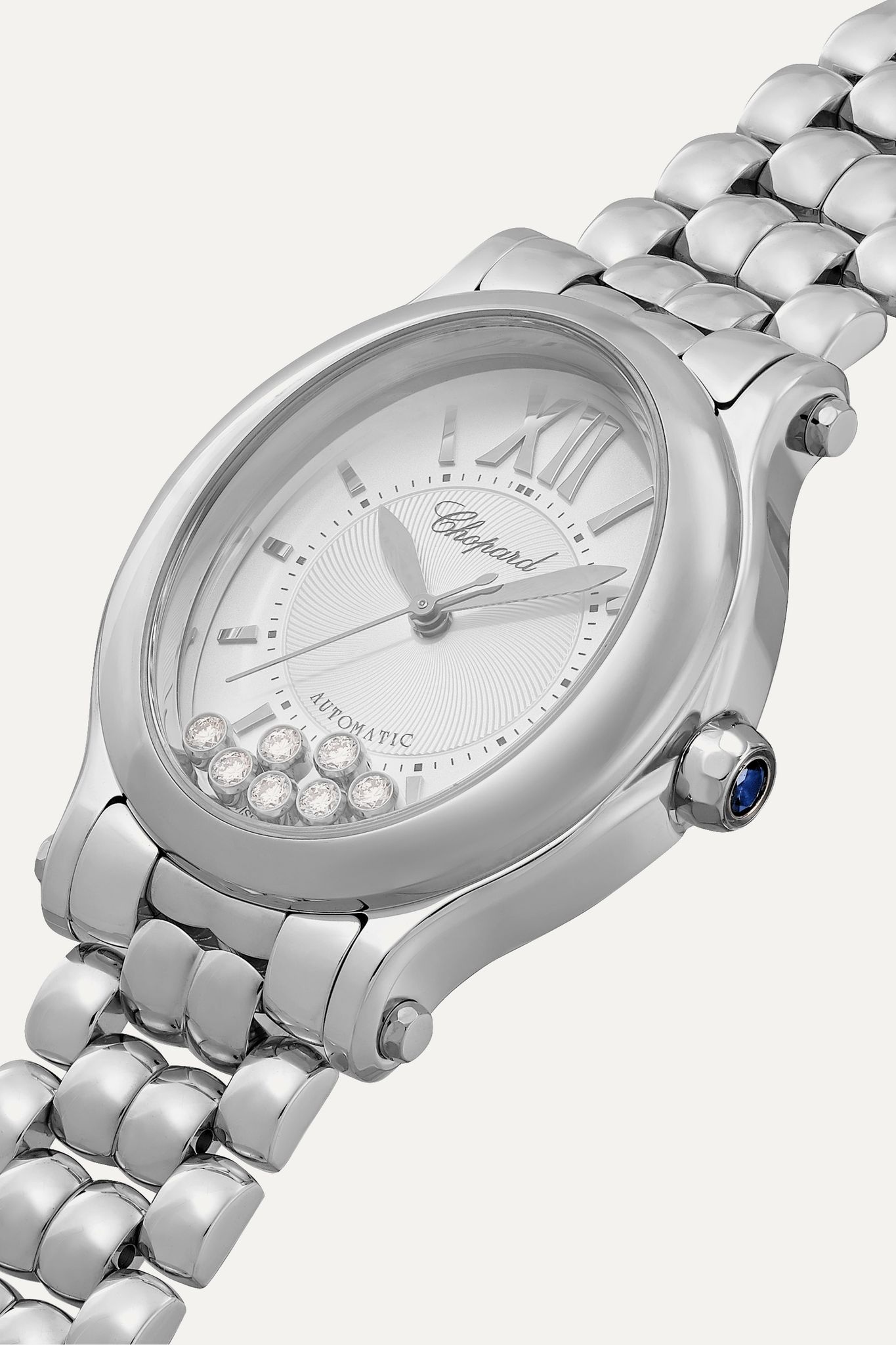 Happy Sport Oval Automatic 29mm stainless steel and diamond watch - 2