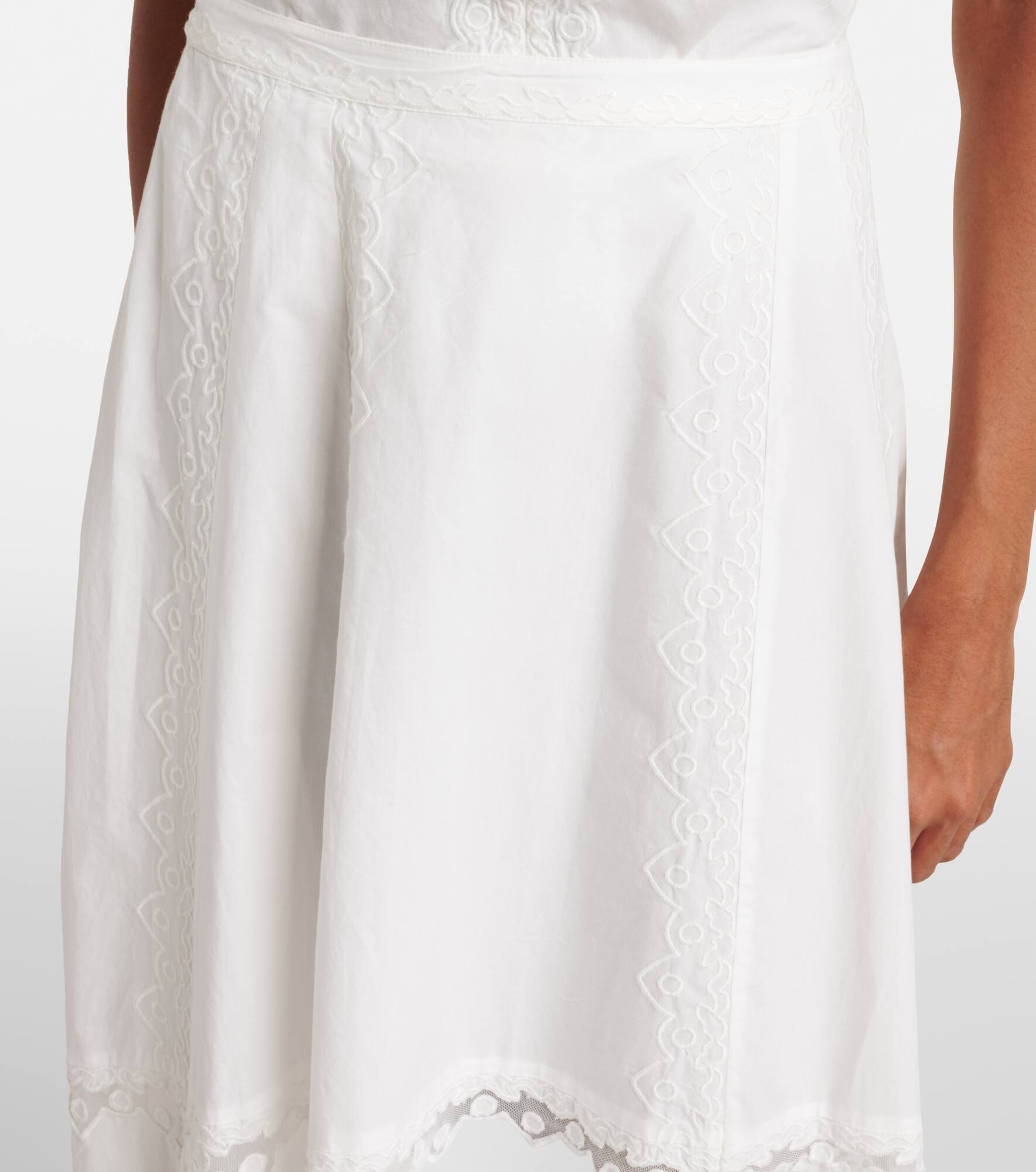 Lucia embroidered cotton midi skirt - 4