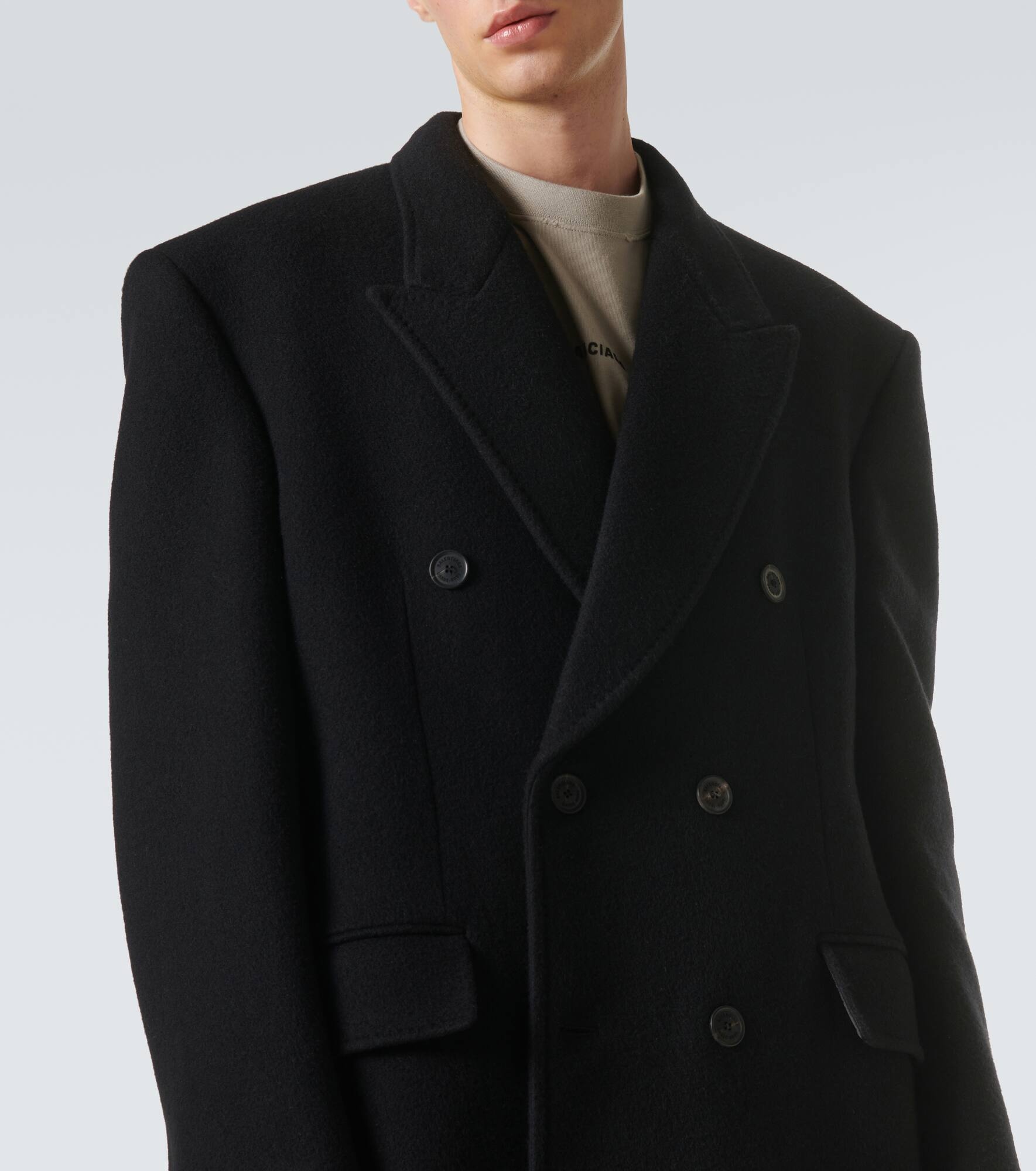 Double-breasted cashmere and wool overcoat - 5