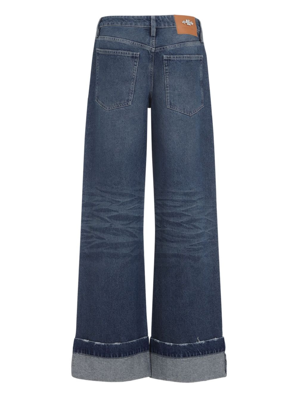 distressed cuffed cotton jeans - 2