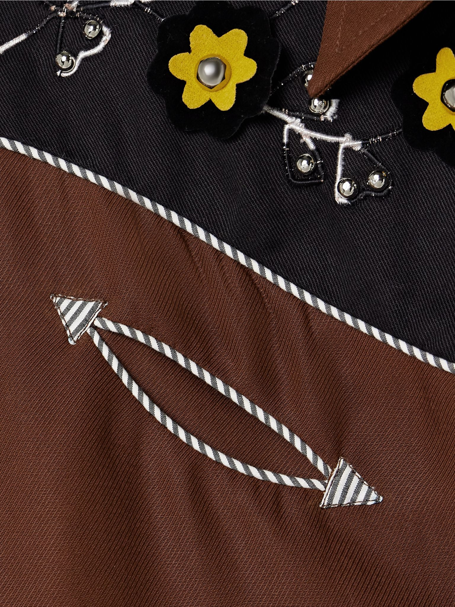 Abilene studded appliquéd paneled twill shirt Chocolate - 5