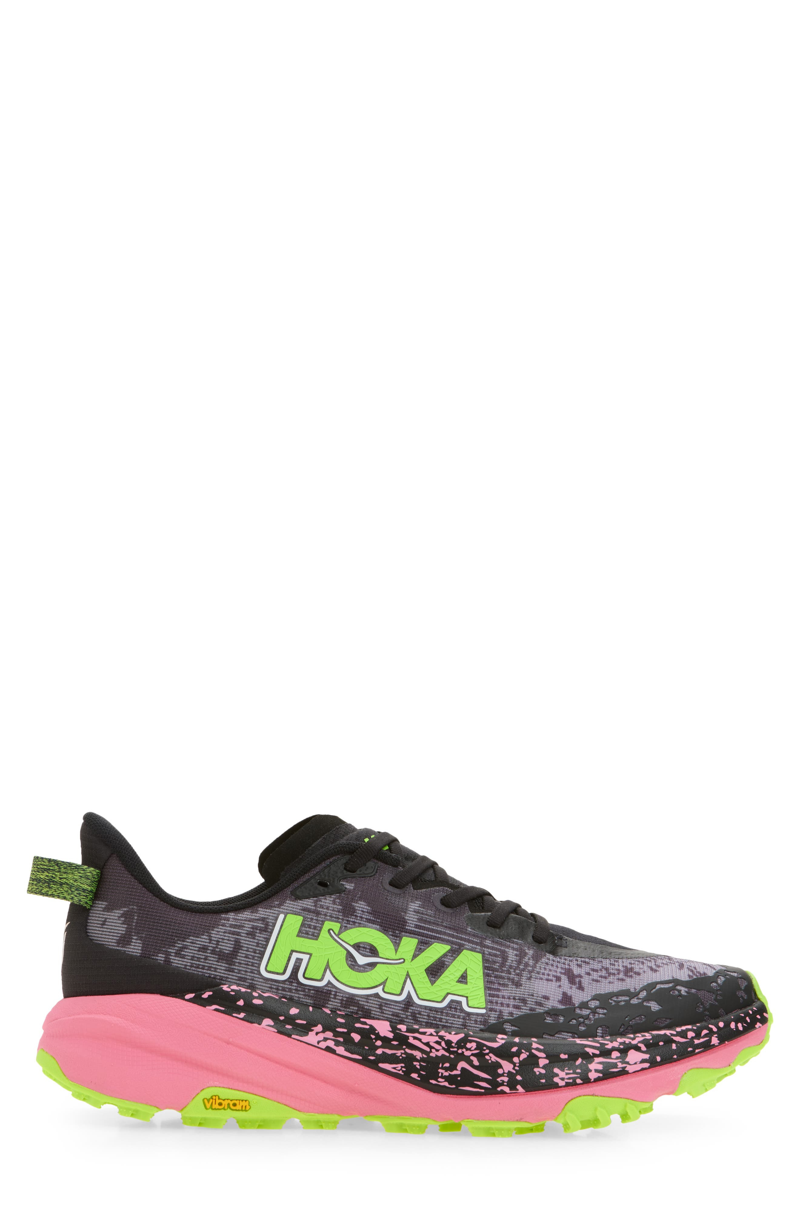 HOKA Speedgoat 6 Trail Running Shoe in Black /Neon Rose at Nordstrom - 3