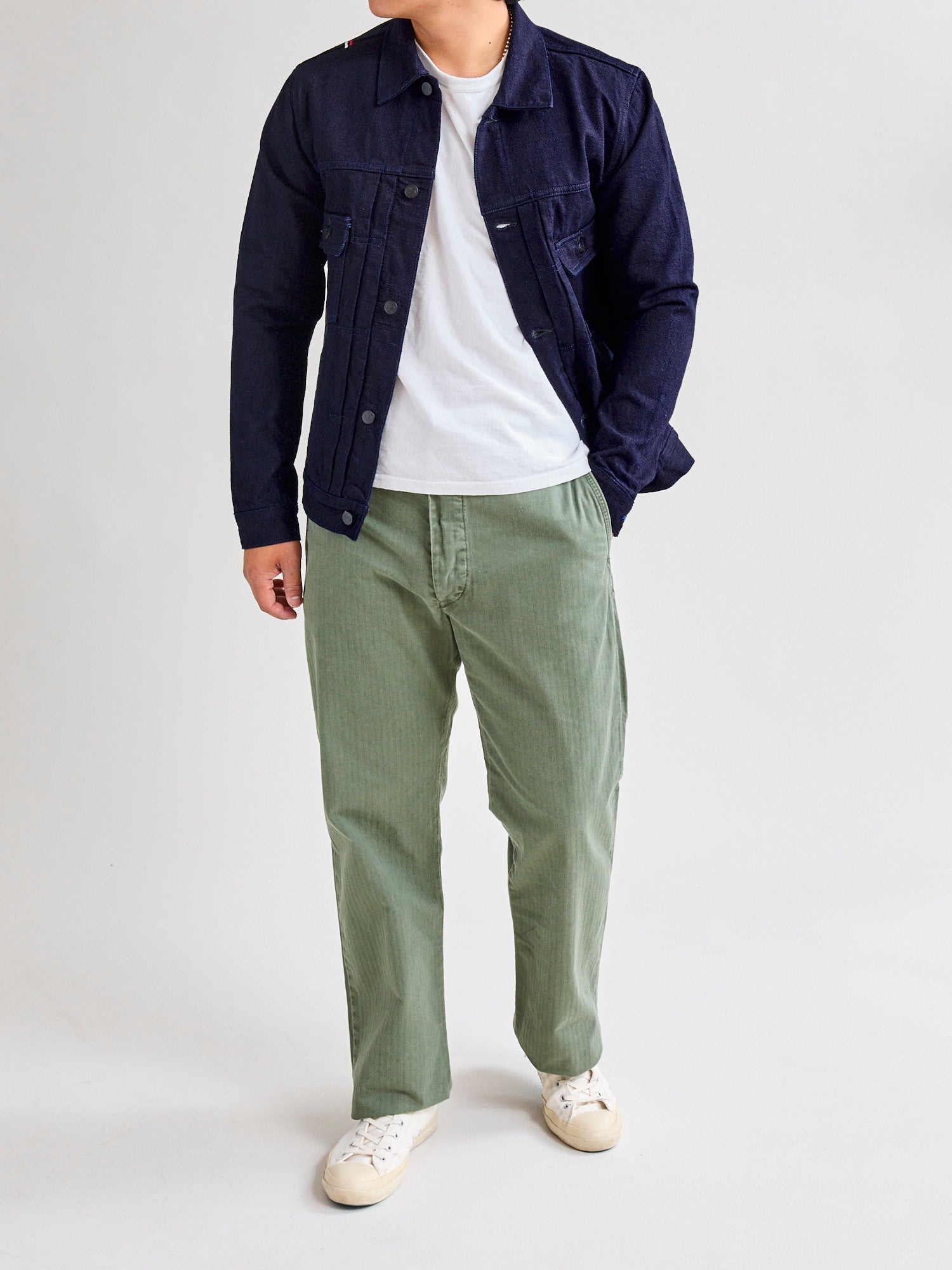 RRL by Ralph Lauren Herringbone Twill Field Pants in Washed Olive 