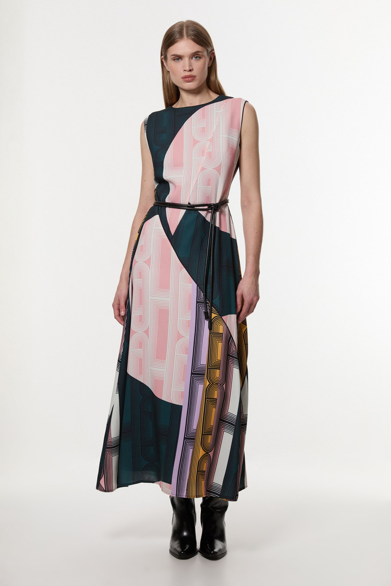 Amelia Graham Petite Soft Tailored Printed Full Midaxi Dress 3