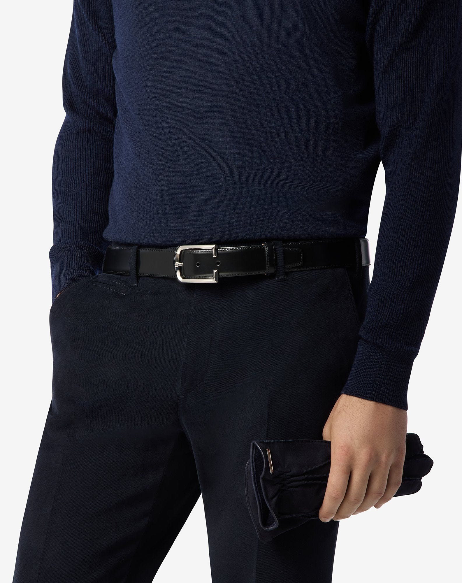 Black brushed leather belt - 2