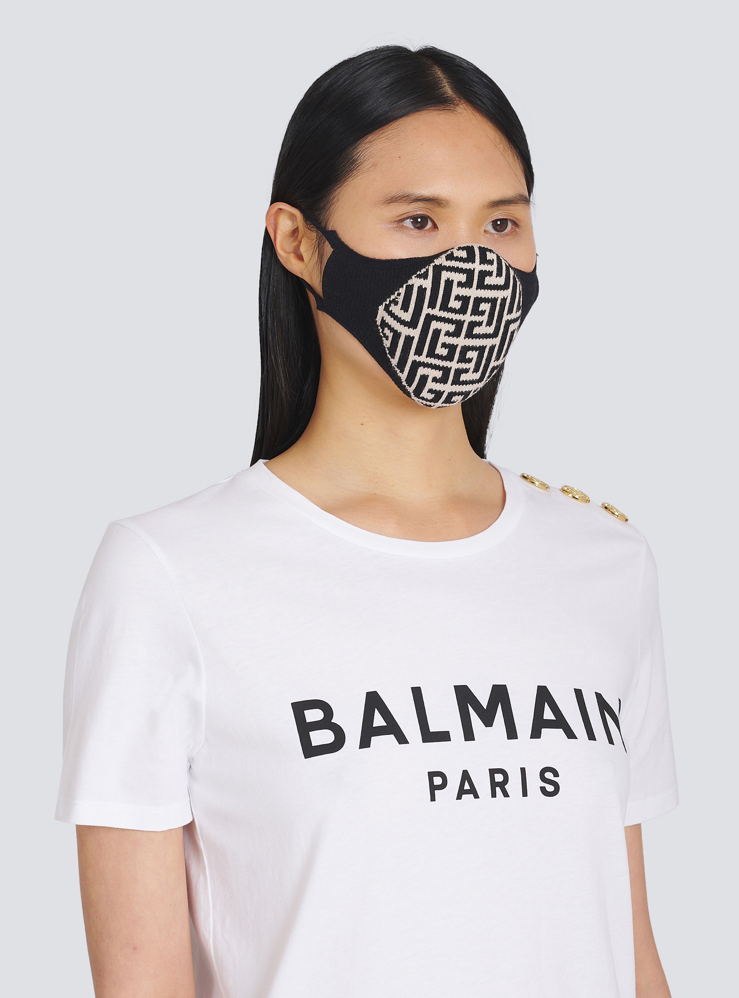 Cotton mask with Balmain monogram - 2