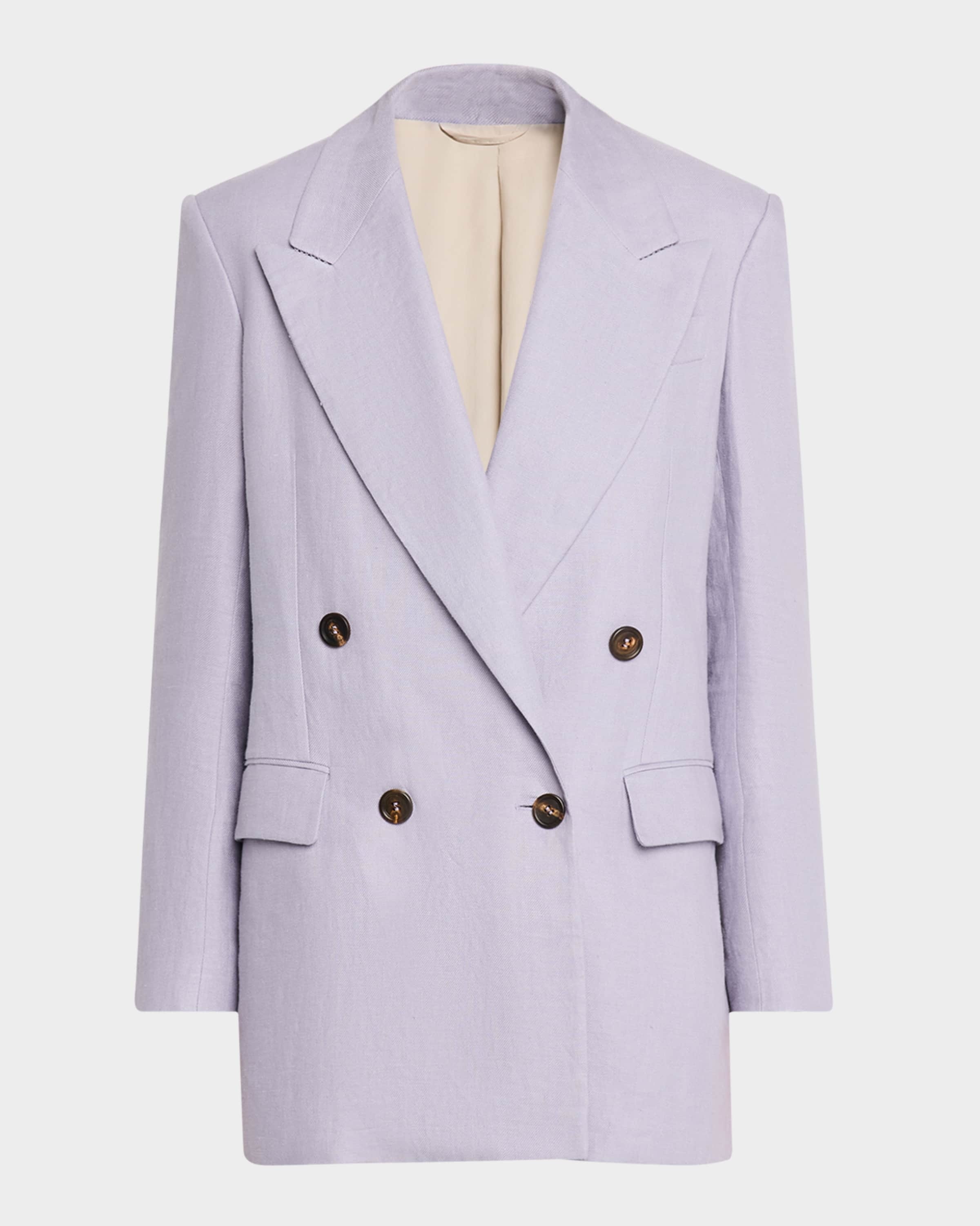 Double-Breasted Linen Gabardine Blazer - 2