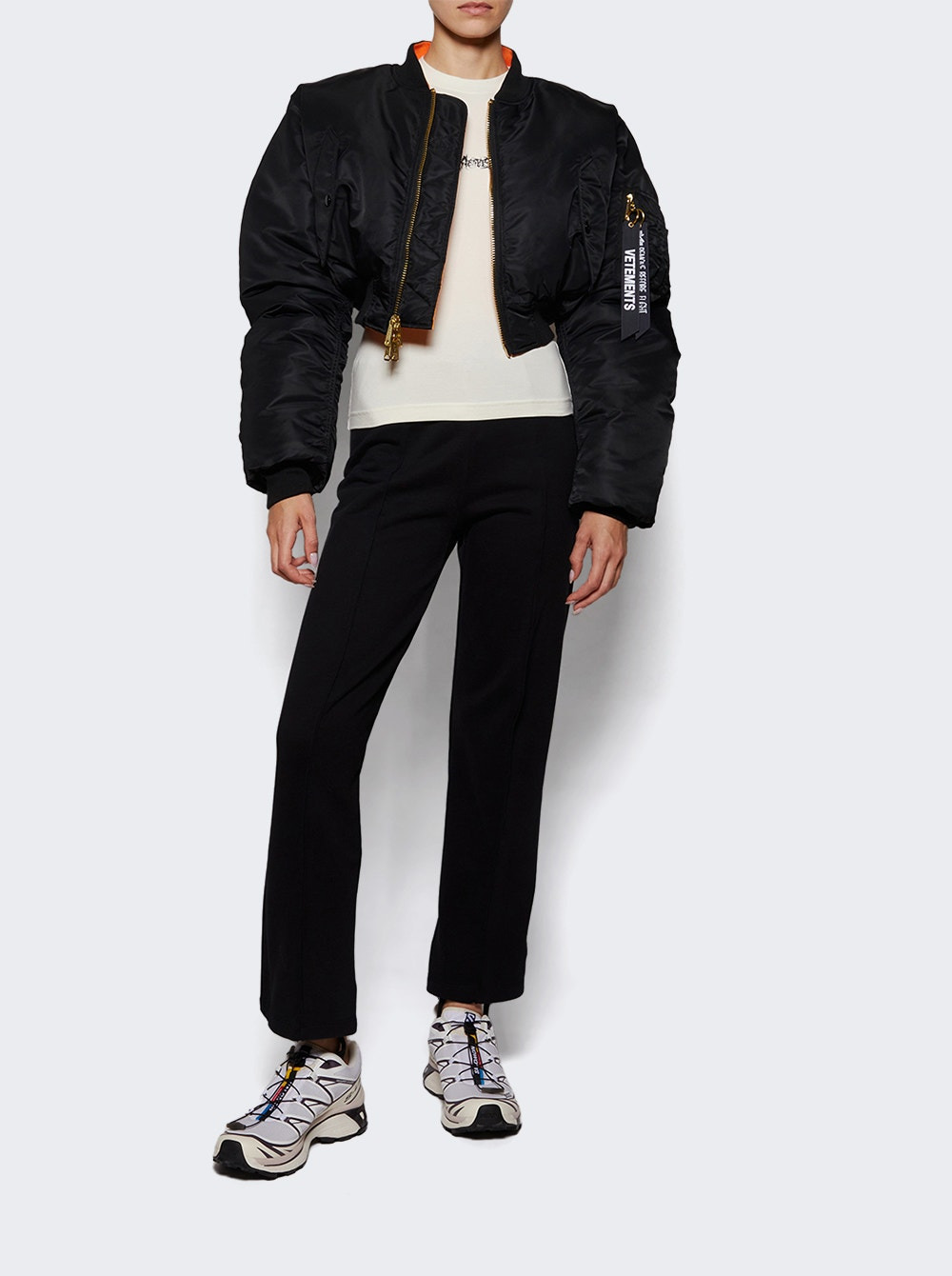 Cropped Bomber Jacket Black - 5