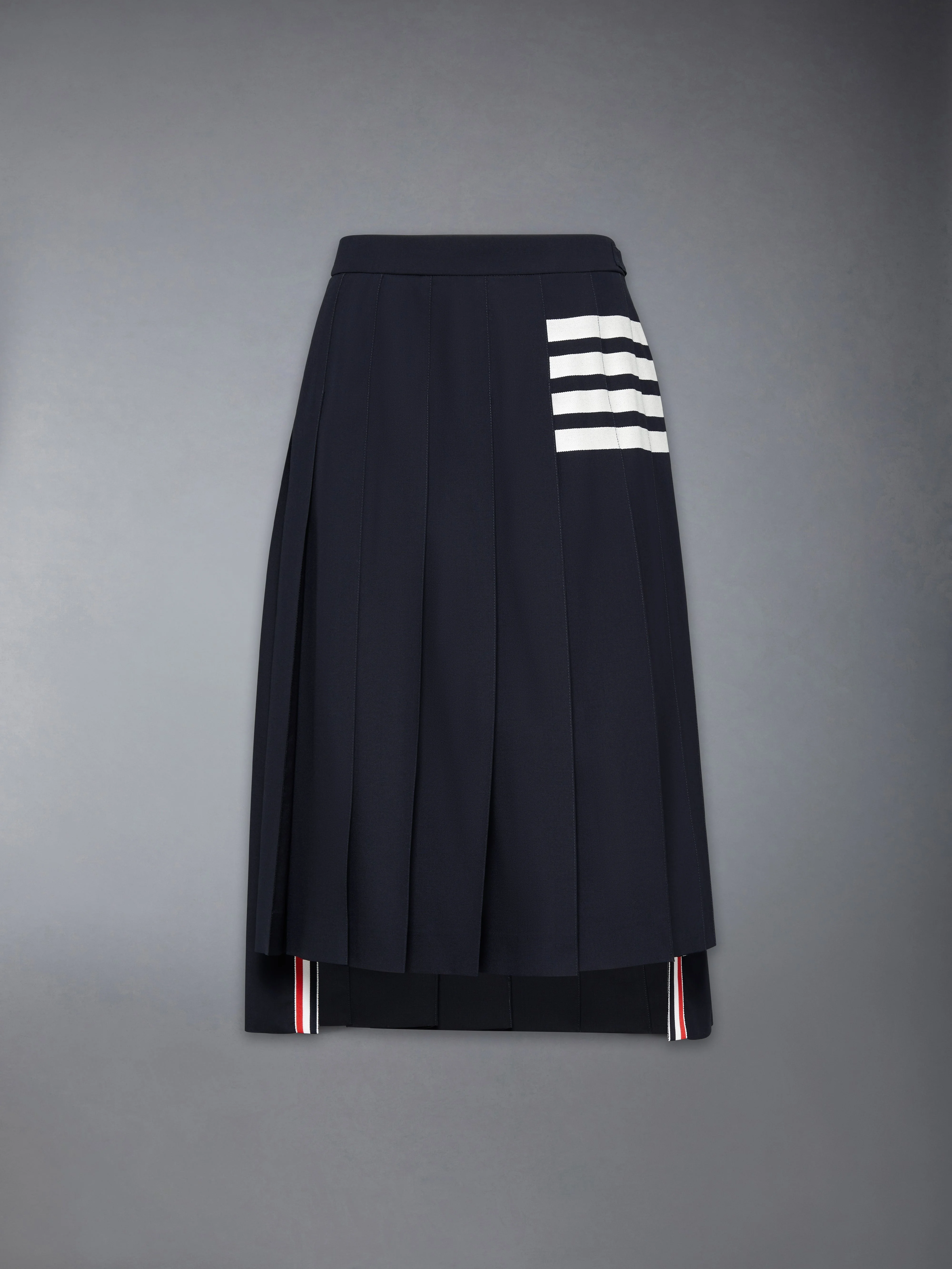 PLAIN WEAVE 4-BAR MIDI PLEATED SKIRT - 1