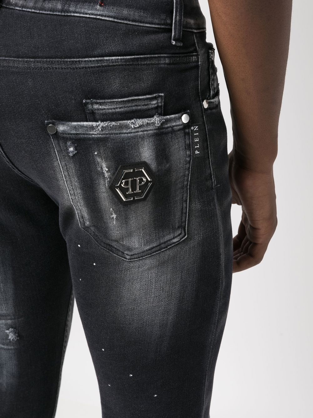 distressed skinny-cut jeans - 5