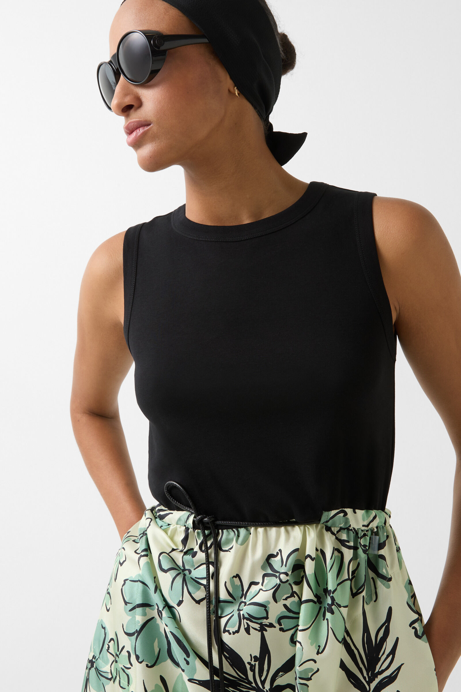 Silk jersey dress Silke in Black/Green - 4