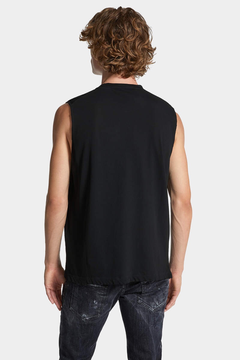 BLACK PRESSATO CIGARETTE FIT SLEEVELESS T-SHIRT - 4