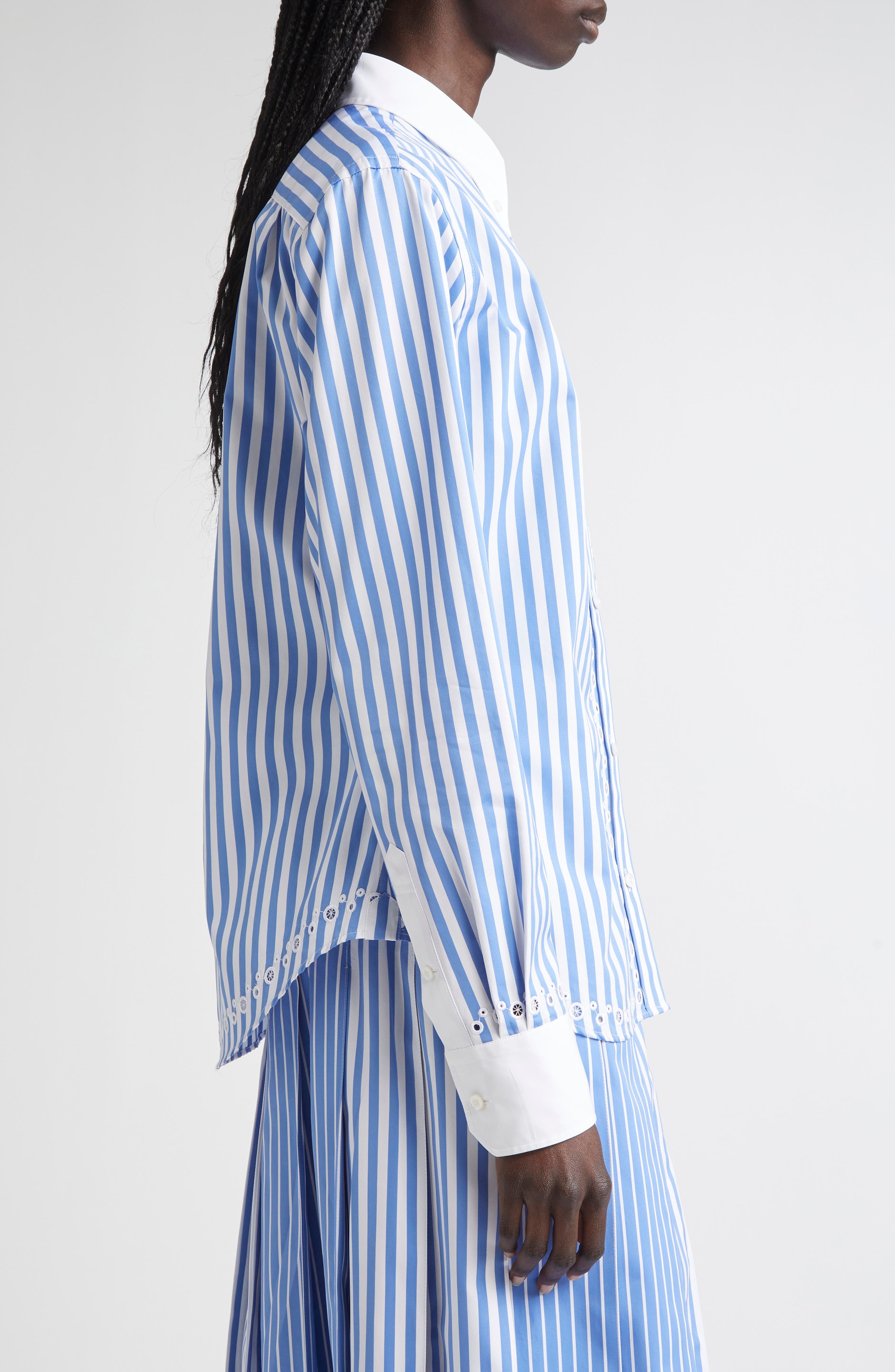 Thom Browne Classic Awning Stripe Cotton Poplin Button-Down Shirt in White at Nordstrom - 4