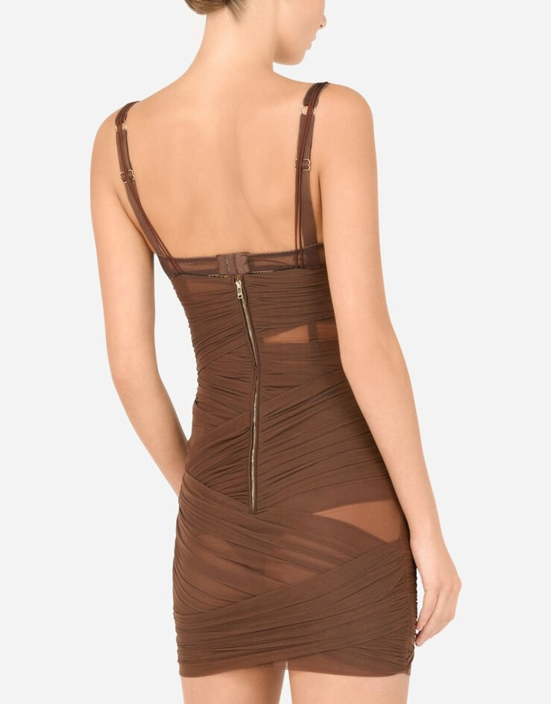 Short tulle dress with wrapover draping 5