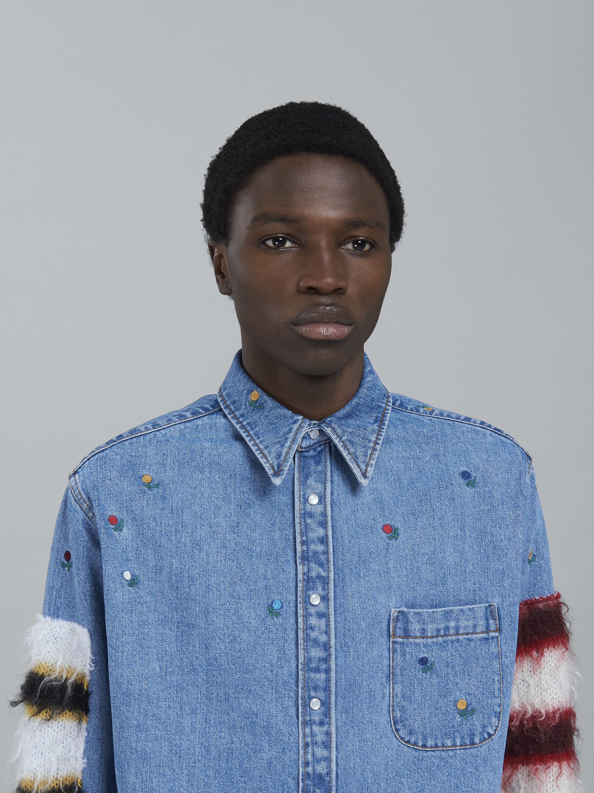 DENIM AND MOHAIR SHIRT - 4