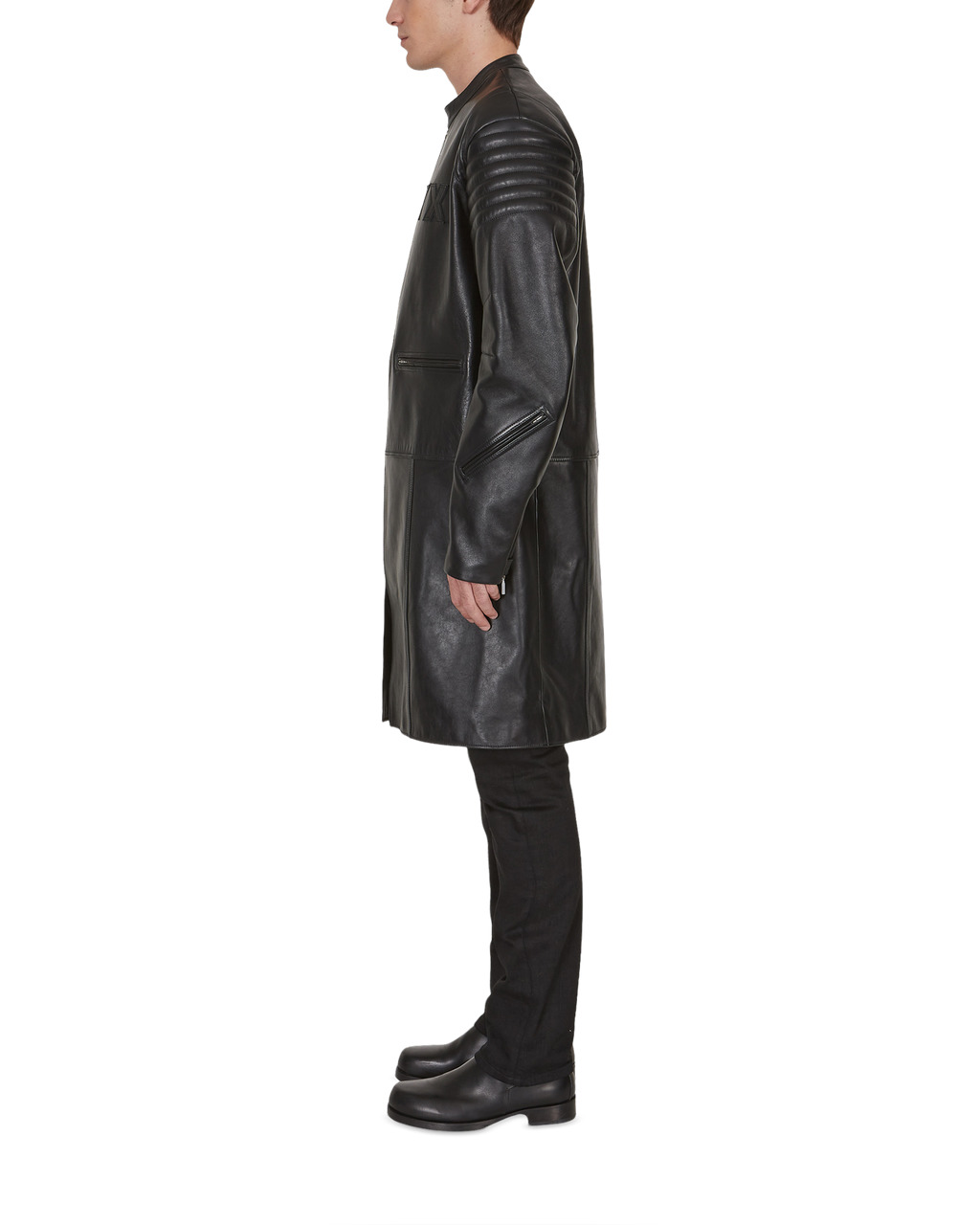 LONG LEATHER MOTO COAT - 4