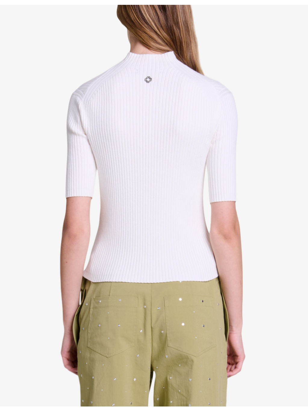 High-neck short-sleeve stretch-cotton jumper - 3