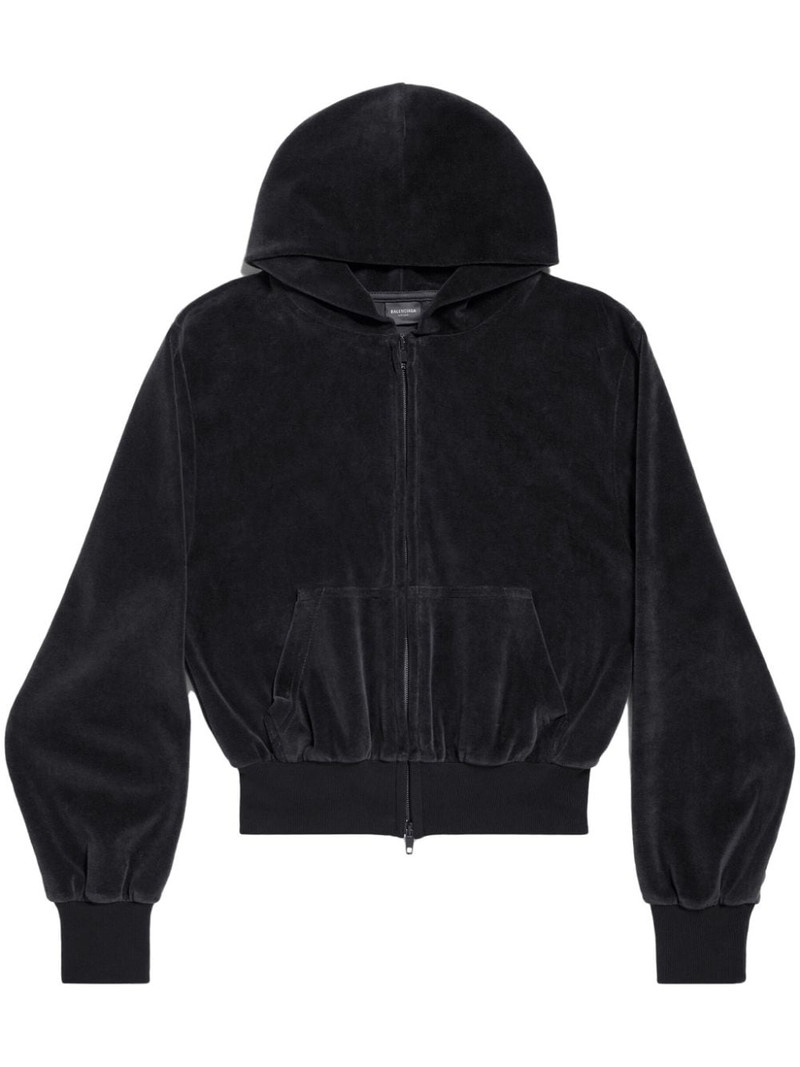 Handwritten embellished zip-front hoodie 1