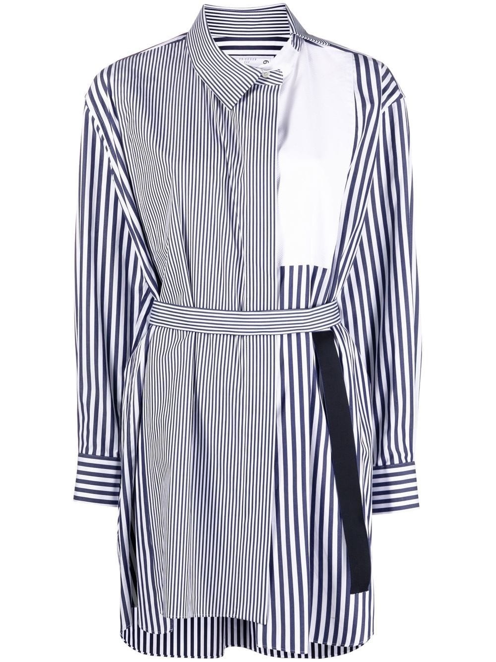 striped side-tie shirt dress - 1