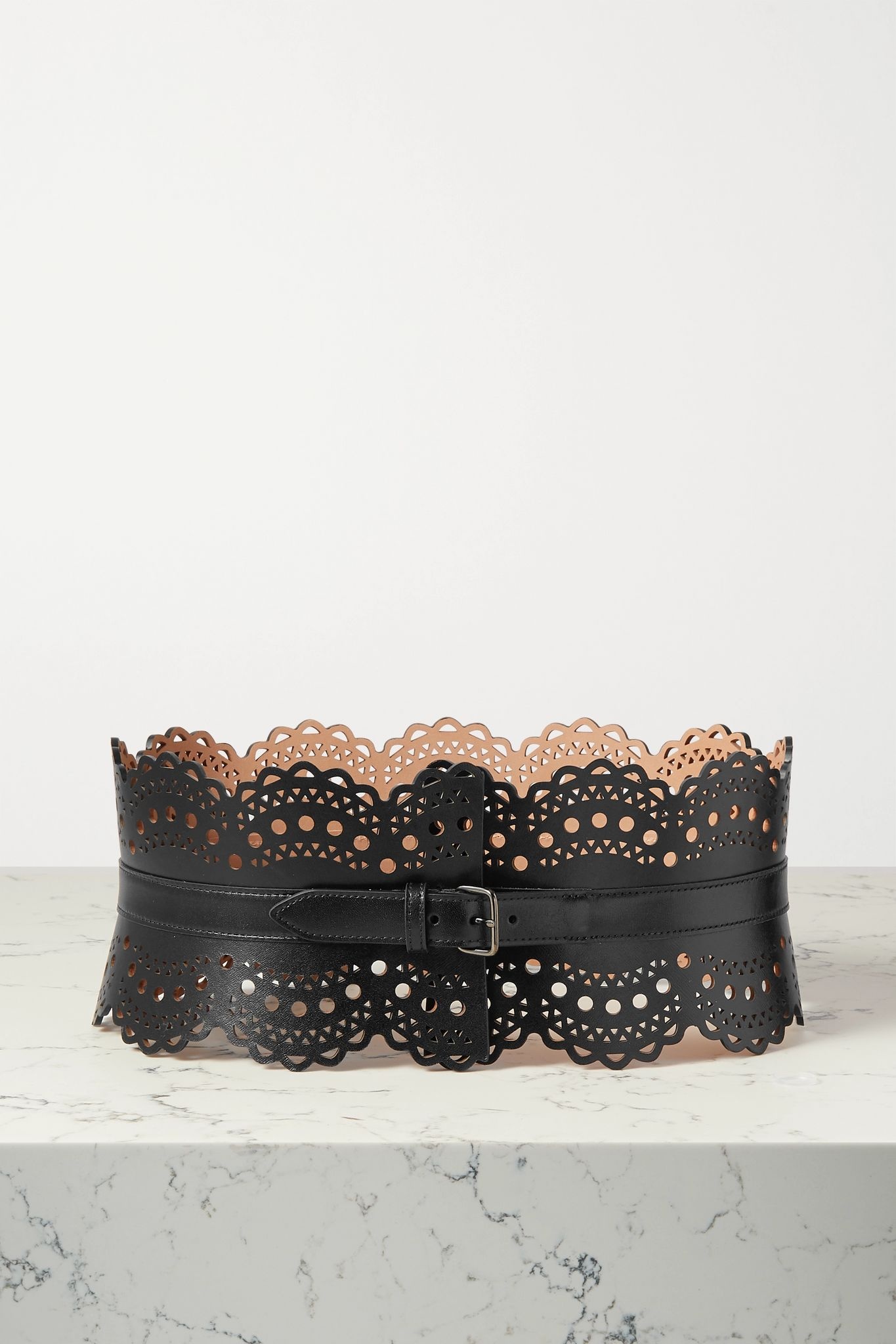 Laser-cut leather waist belt - 1