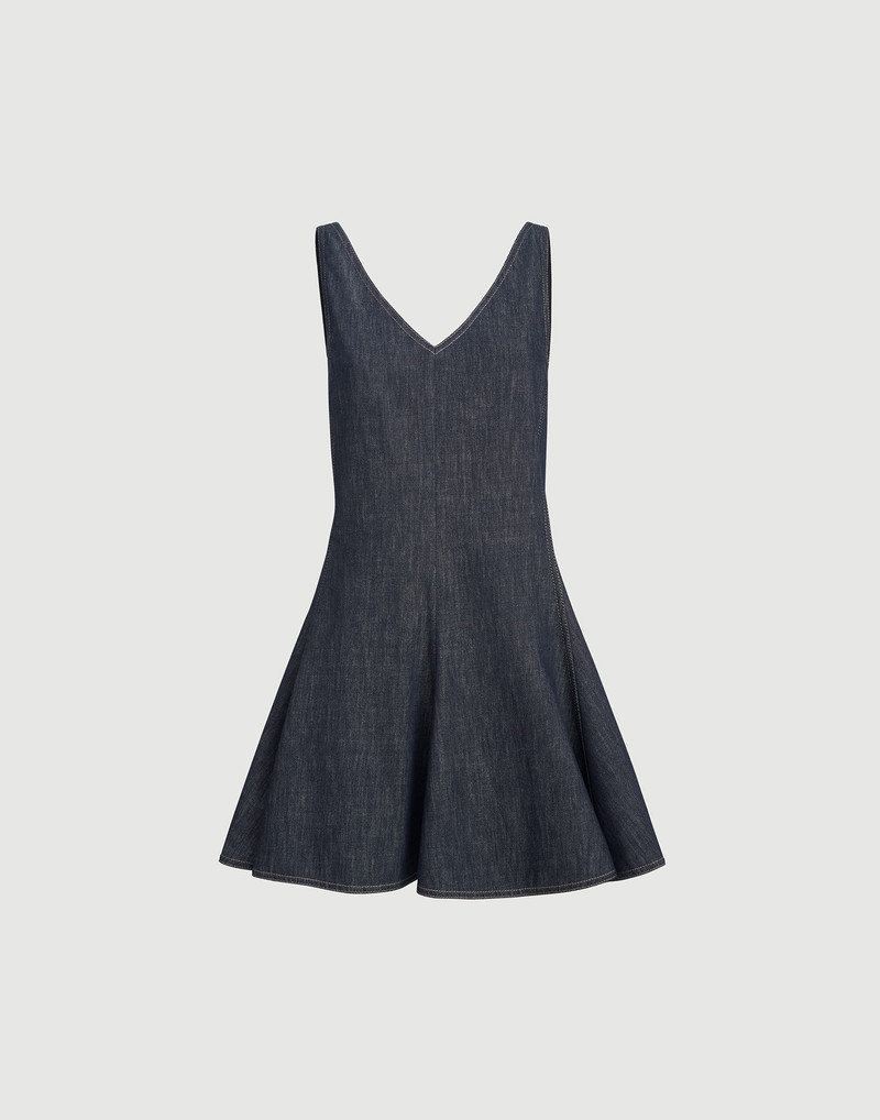 Cotton denim-effect twill mini dress 1