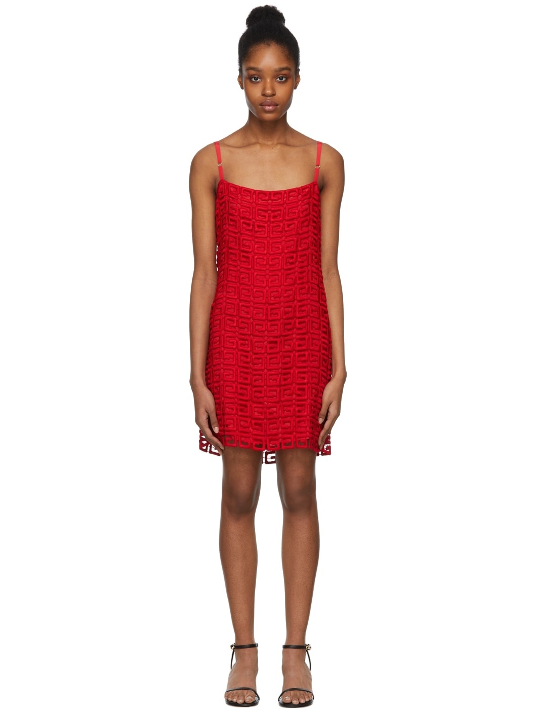 Red 4G Guipure Dress - 1