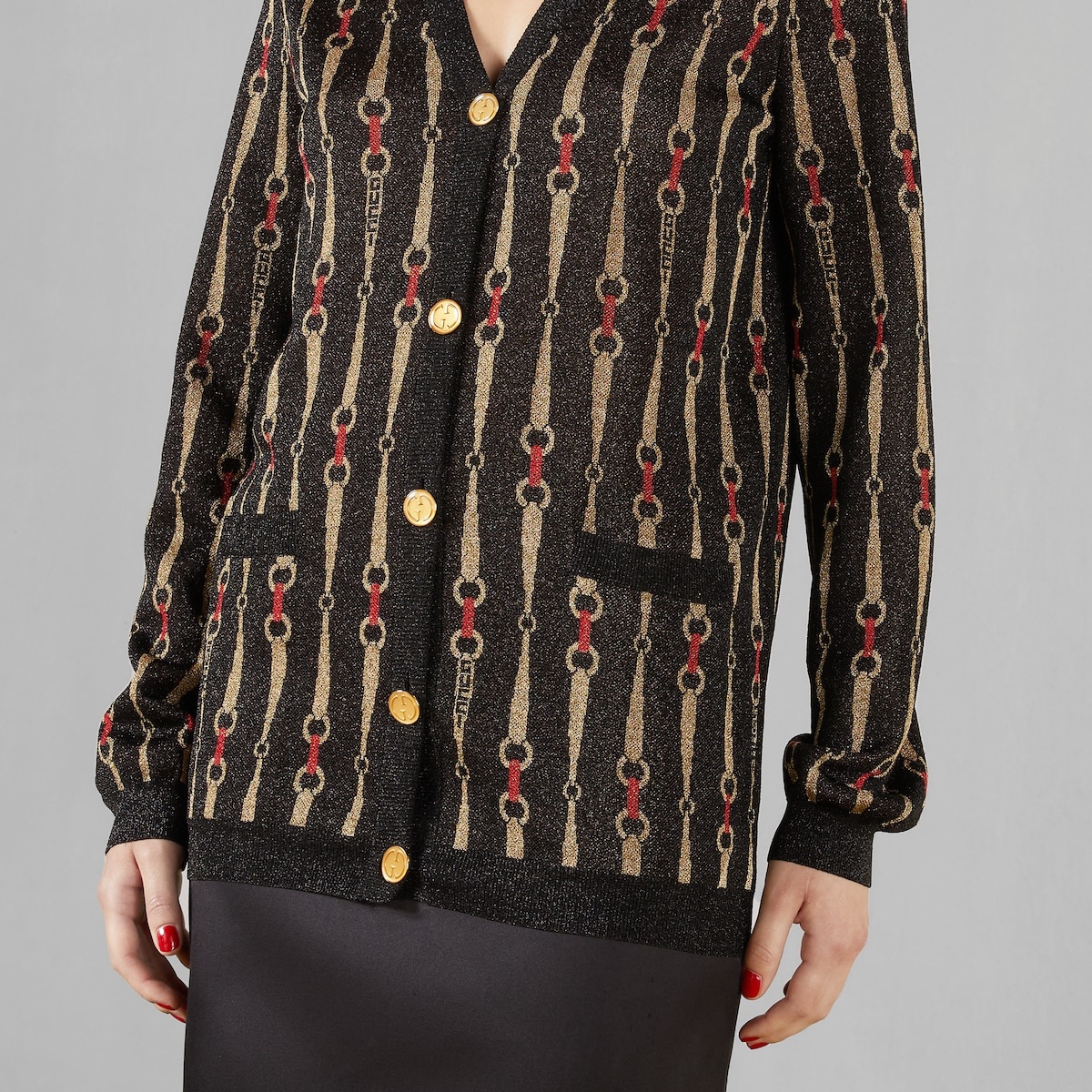 Lamé Horsebit jacquard cardigan - 3