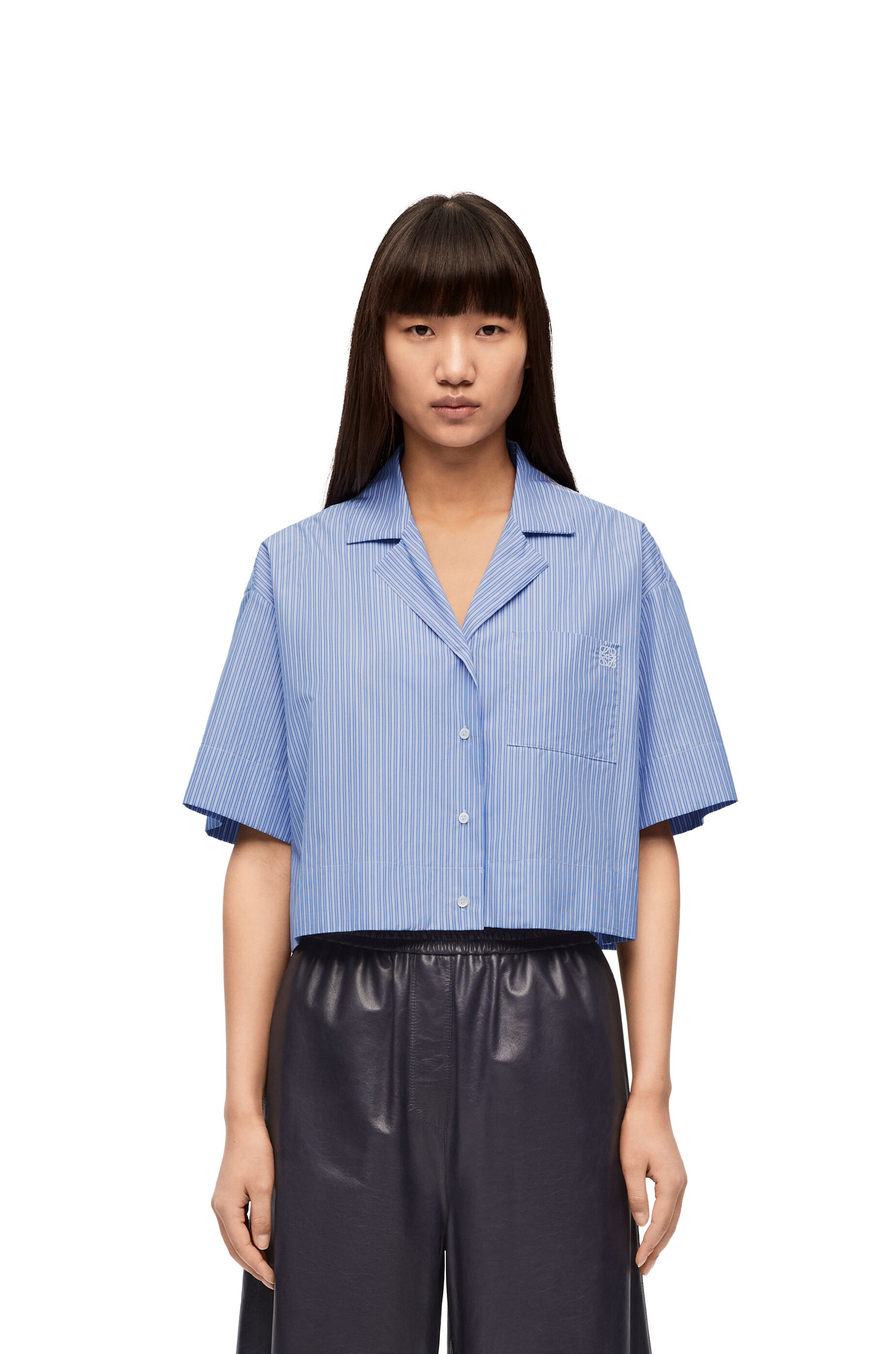 LOEWE green x Paula's Ibiza Striped Cropped Workwear Shirt