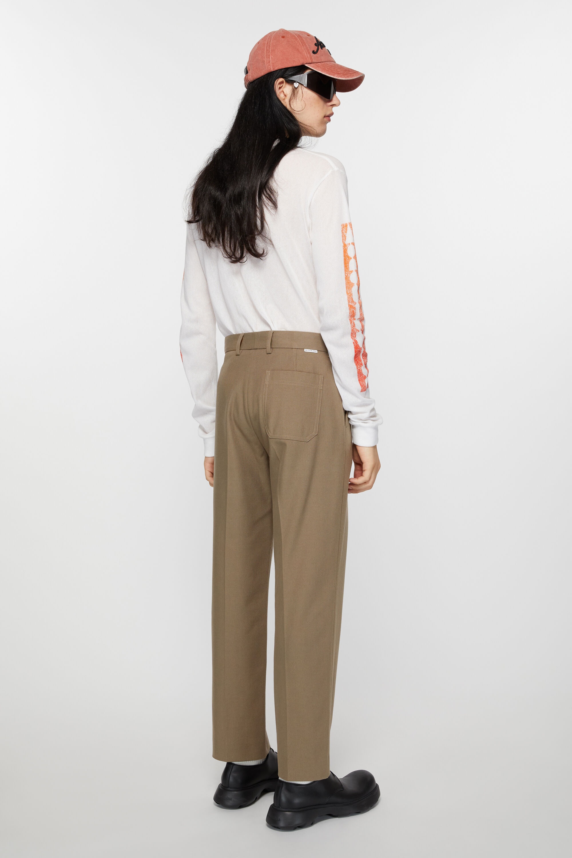 Twill cotton-blend trousers - Hazelnut brown - 4