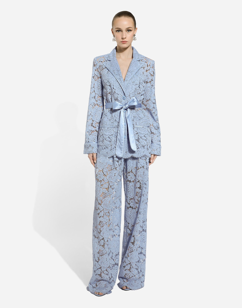 Dolce & Gabbana Flared floral cordonetto lace pants with DG logo outlook