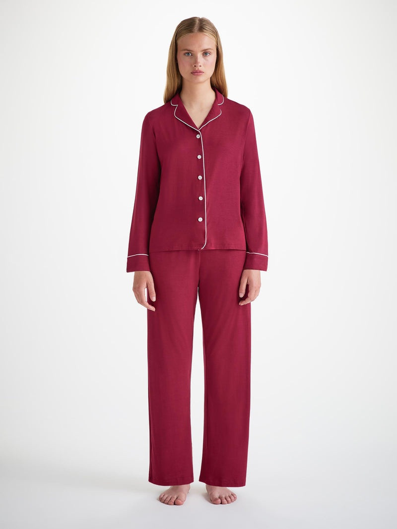 Derek Rose Women's Pajamas Lara Micro Modal Stretch Claret outlook